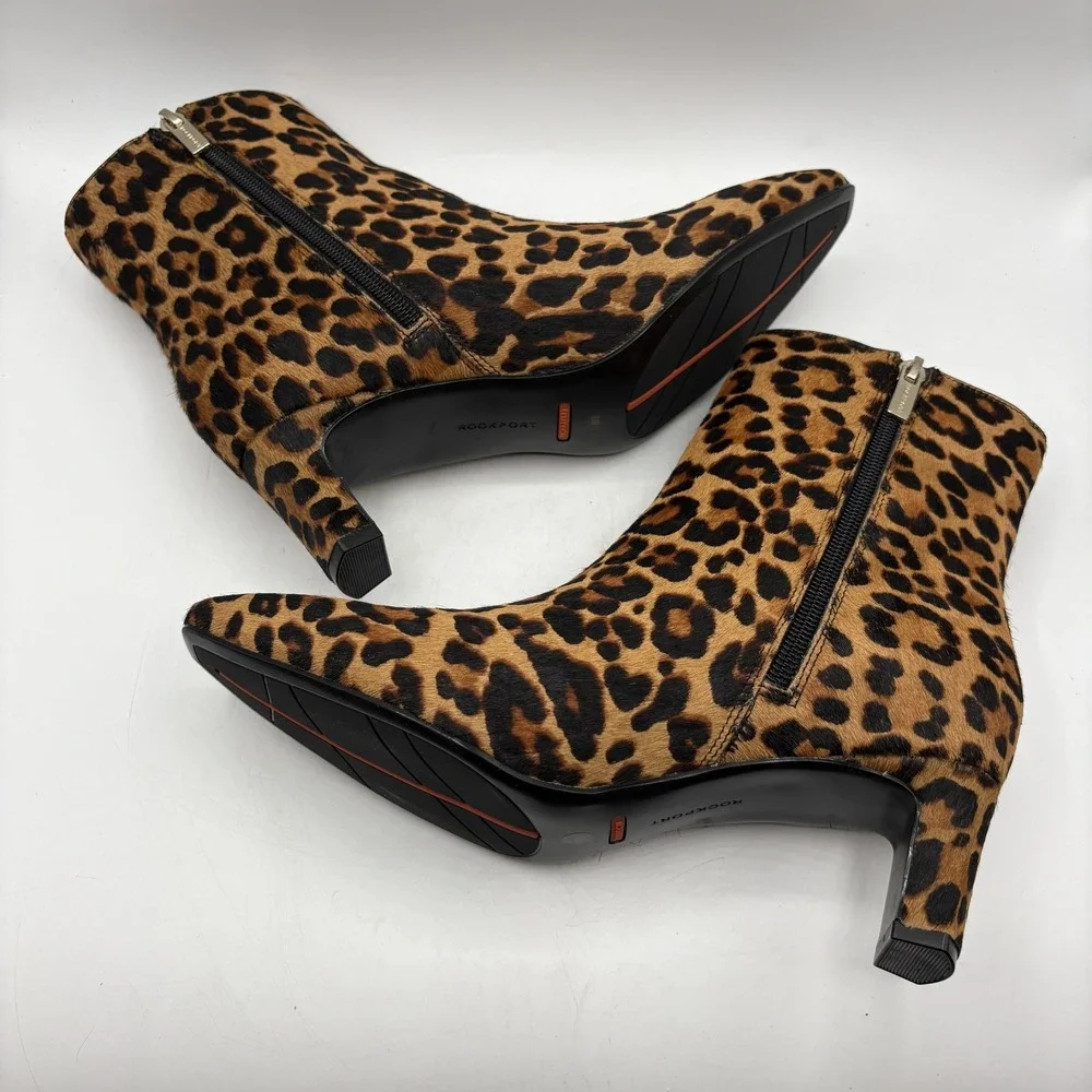 Womens Rockport Total Motion Marisaly Ankle Booties Size‎ 8 Leopard Print